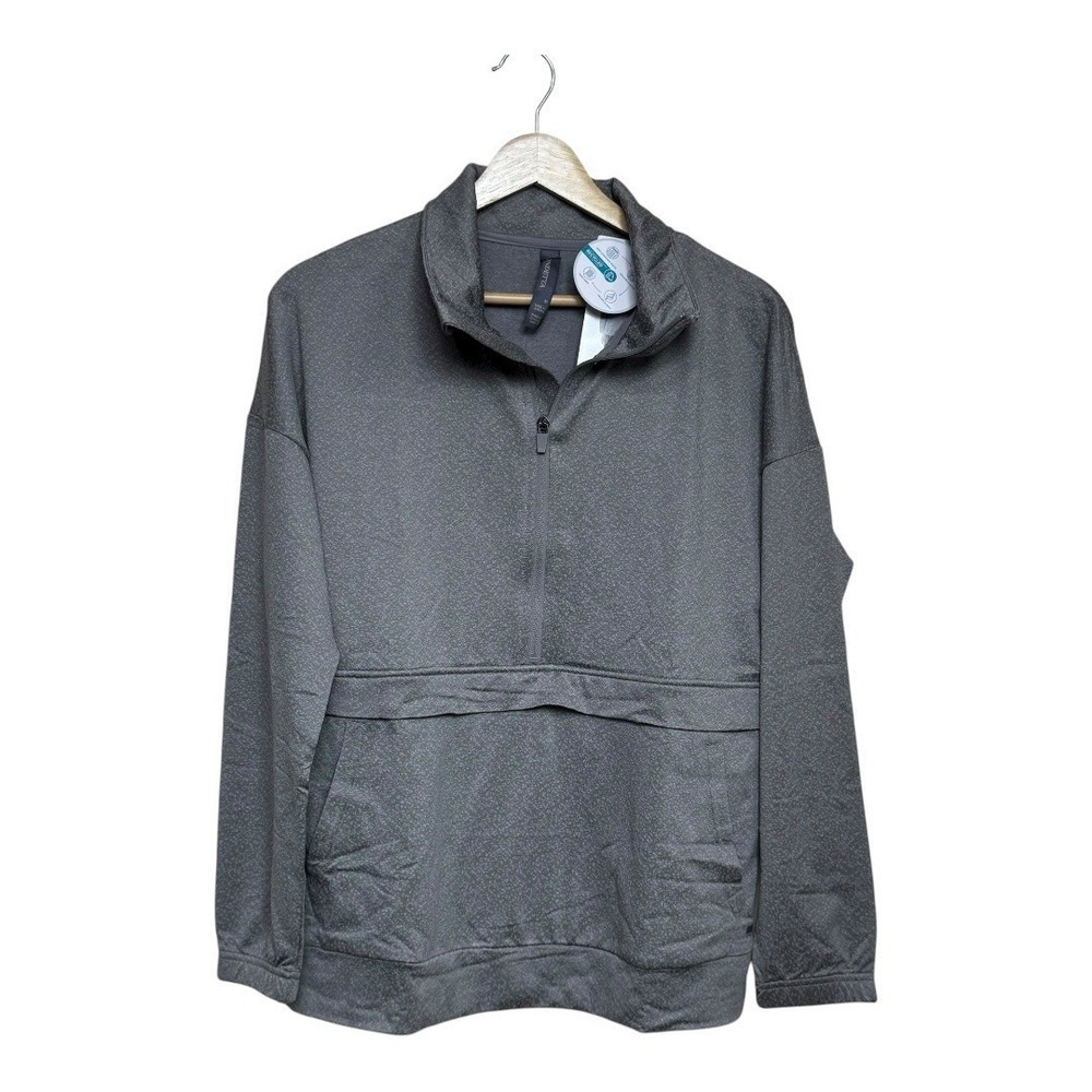 Mondetta Active Pullover  Spandex‎ Quarter Zip Kangaroo Pocket Gray large